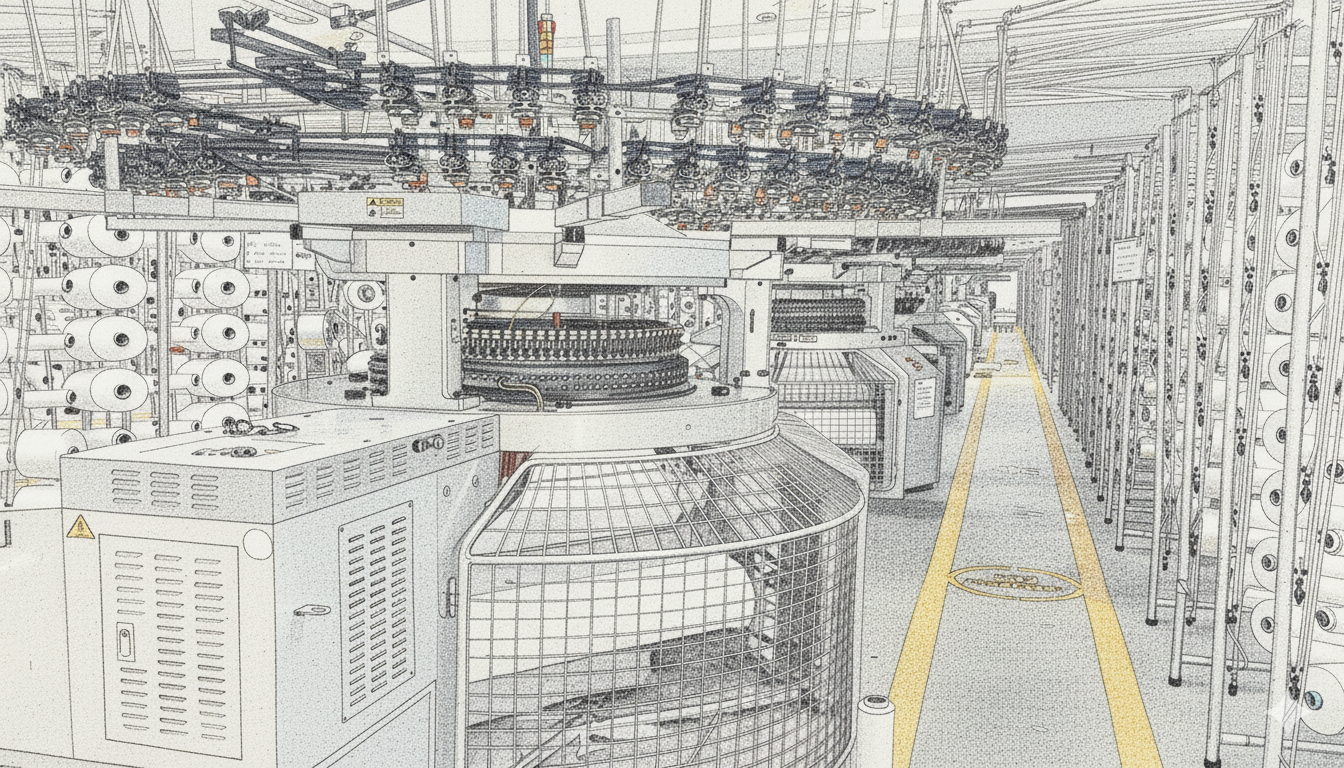 ÖRGÜ makinesi çizgisel illüstrasyon