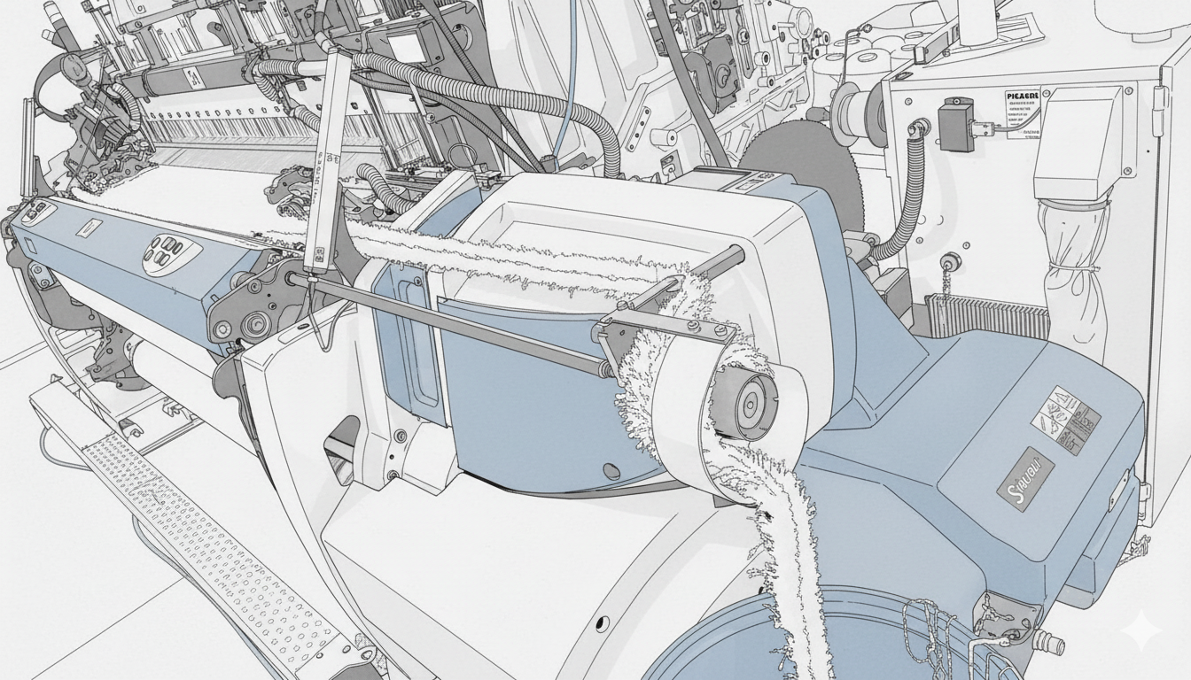 Picanol dokuma makinesi çizgisel illüstrasyon